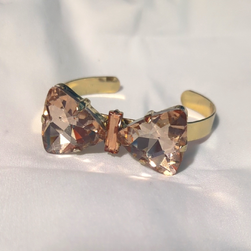 Gold Bow Bracelet with Gemstones